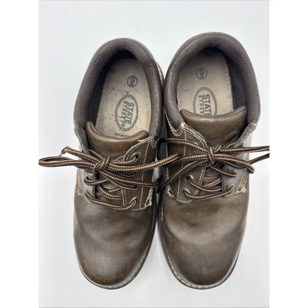 State Street Low Cut Boots Shoes Mens 9 Brown Faux Leather Chunky Y2K Vintage